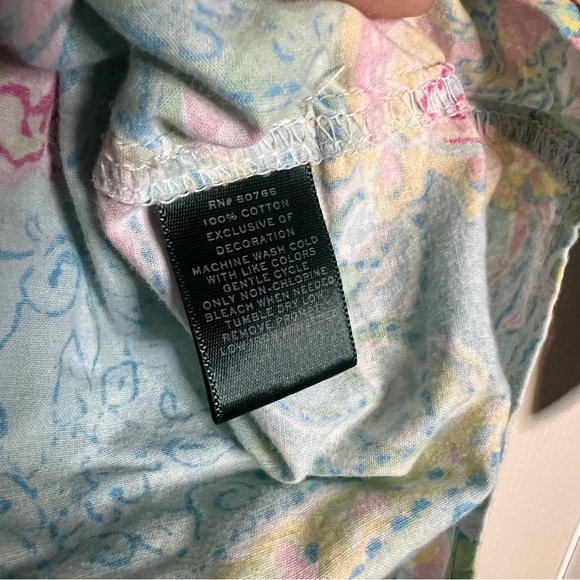 Ralph Lauren Womens Large 100% Cotton Sleep Shirt Pastel Paisley Blue Crested - Picture 4 of 6